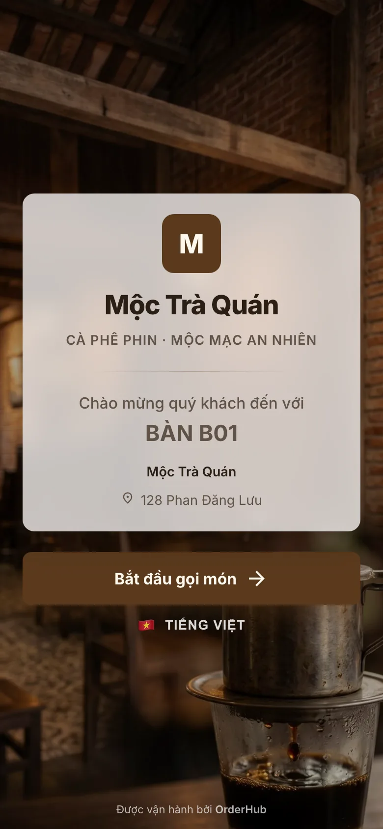 Menu mẫu Mộc Trà Quán