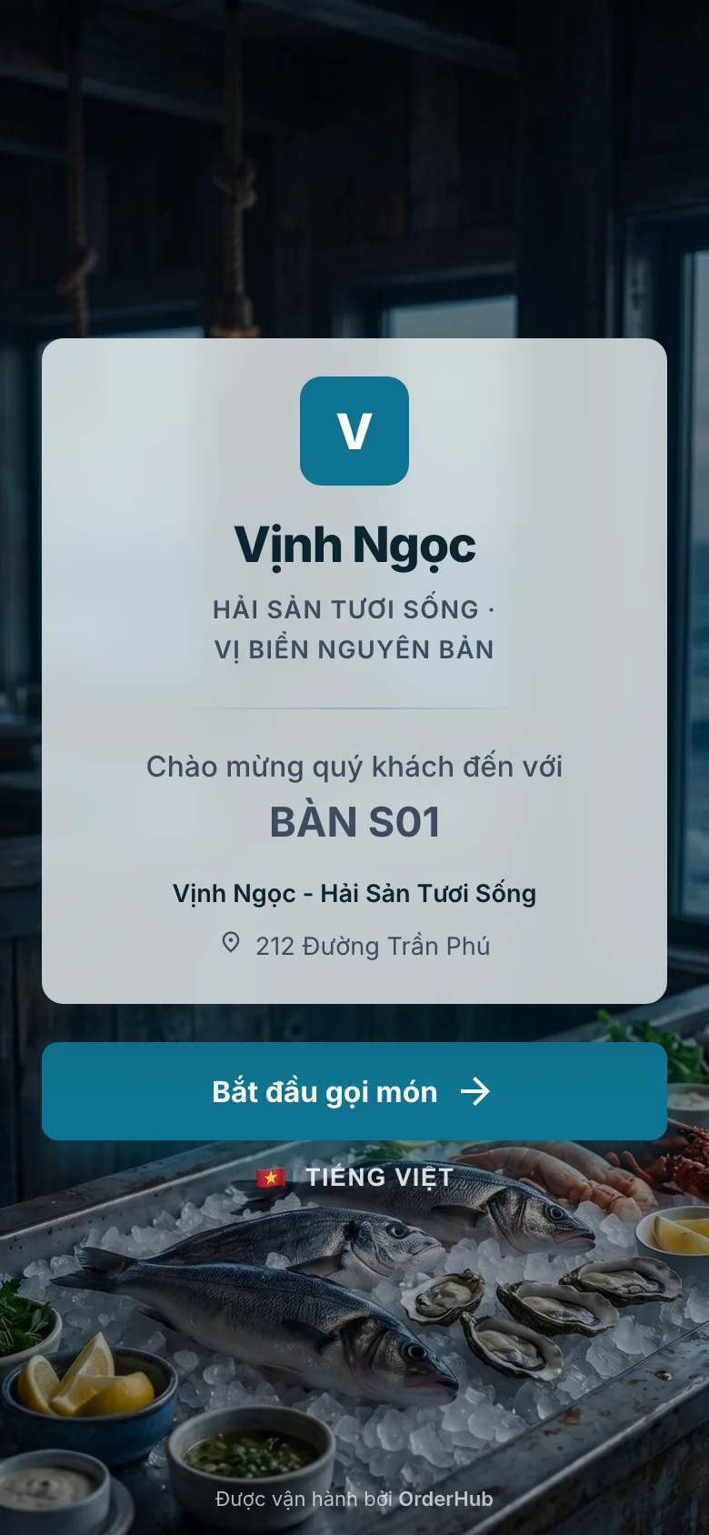 Menu mẫu Vịnh Ngọc