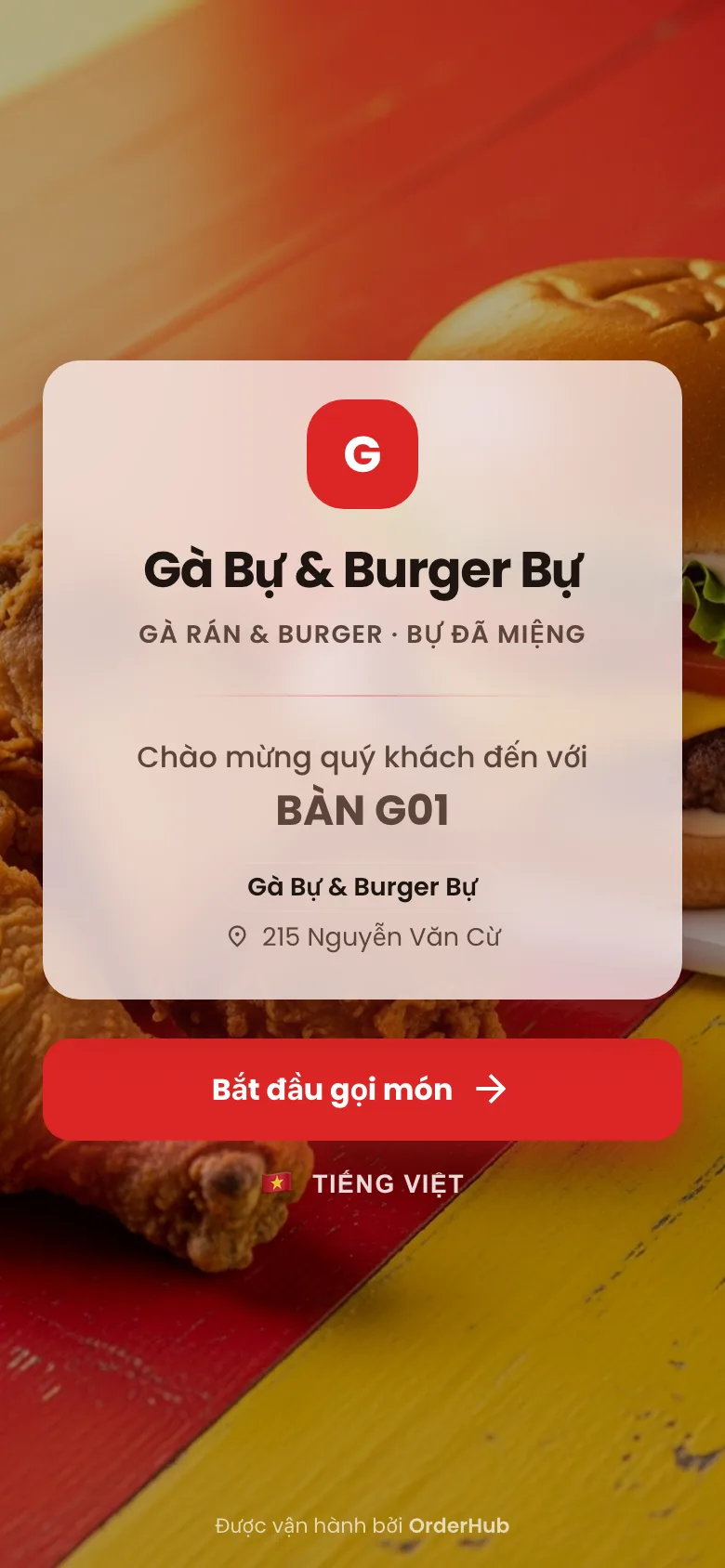 Menu mẫu Gà Bự & Burger Bự