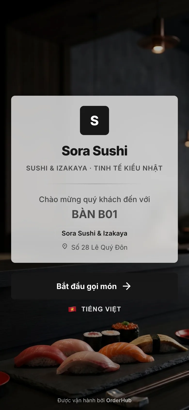 Menu mẫu Sora Sushi