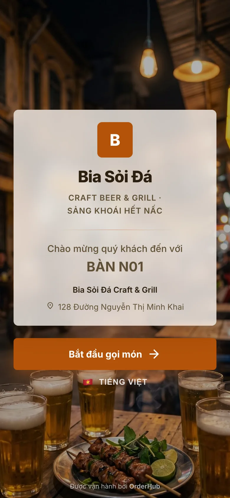 Menu mẫu Bia Sỏi Đá