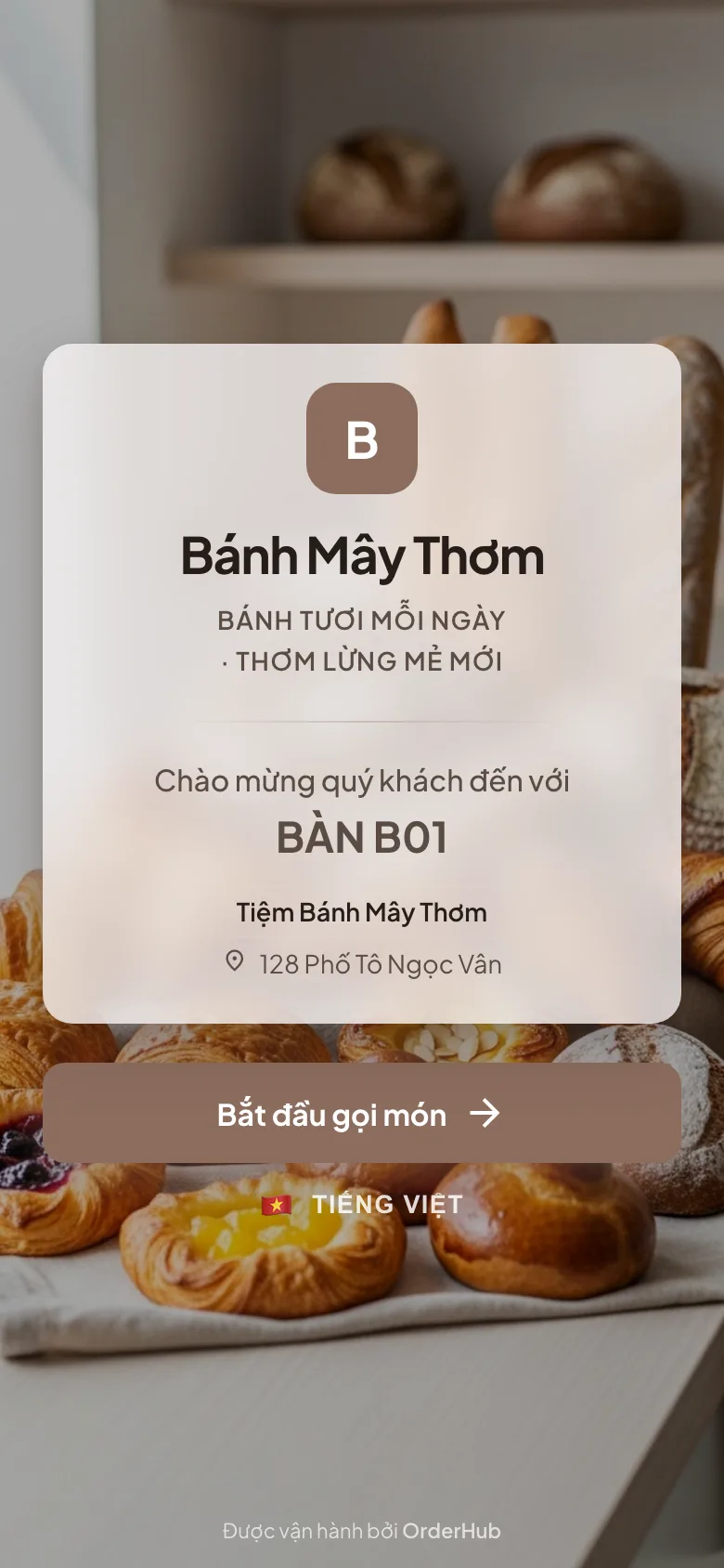 Menu mẫu Bánh Mây Thơm