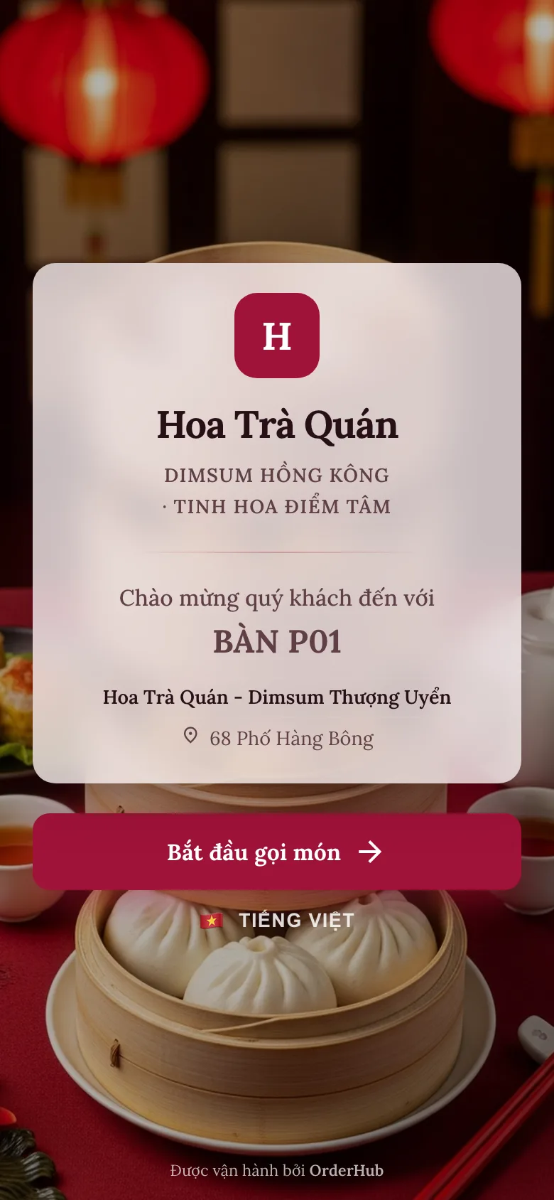 Menu Hoa Trà Quán