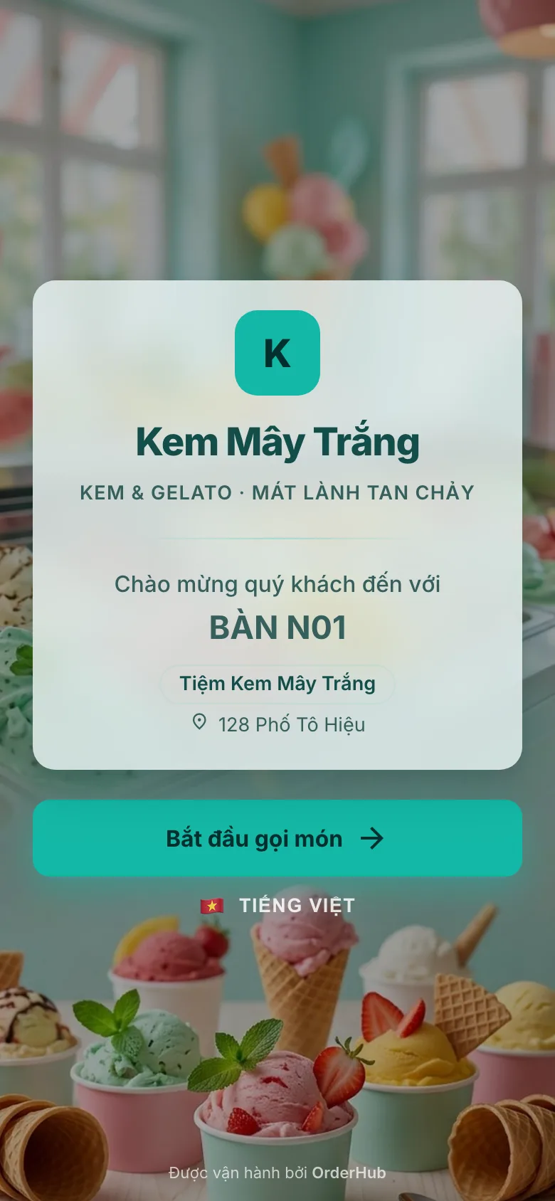 Menu mẫu Kem Mây Trắng